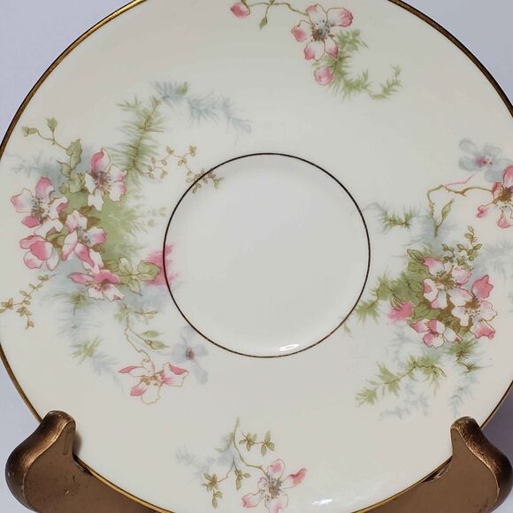 Theodore Haviland Teacup and Saucer Pink Flowers Vintage - Picture 7 of 10